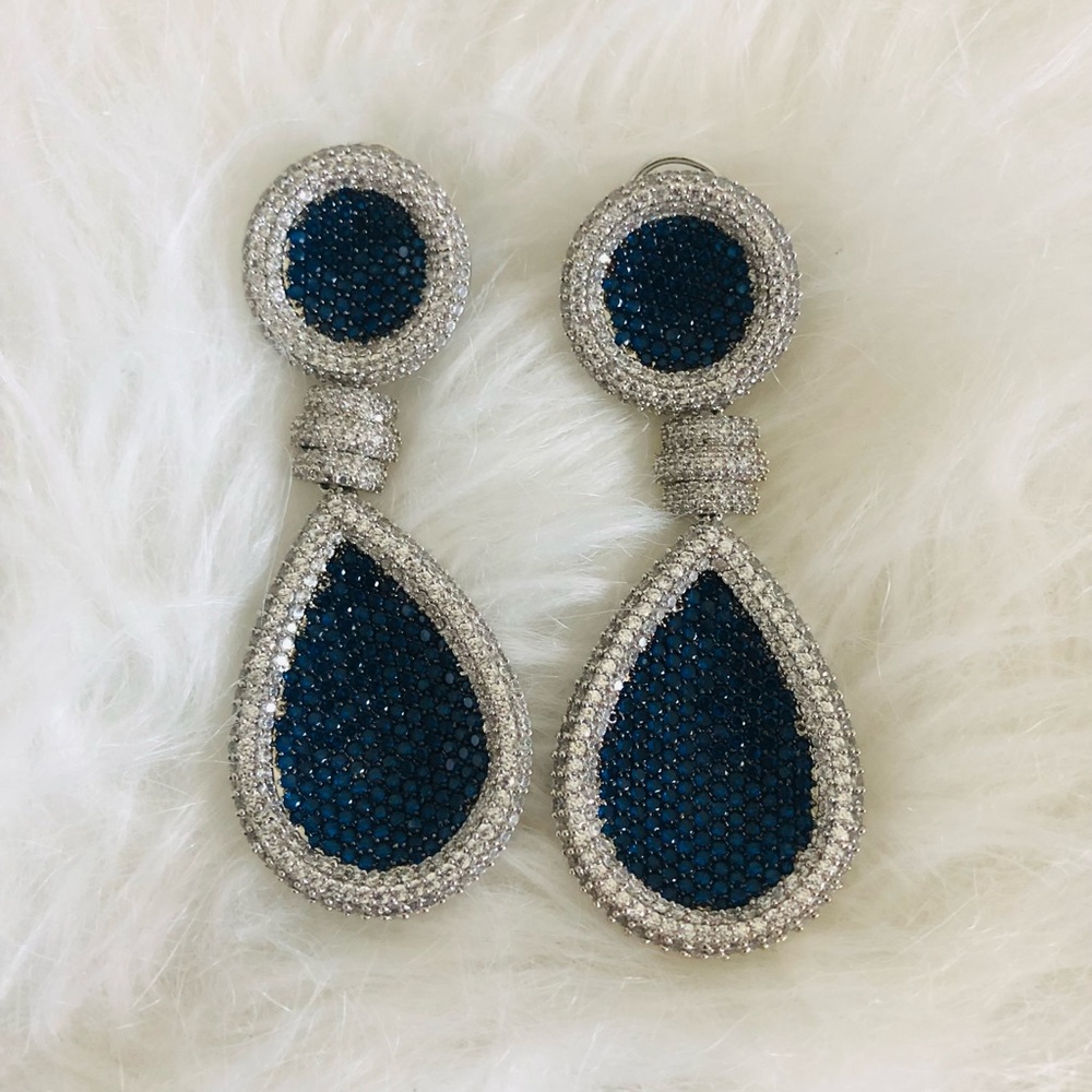 Elegant Blue and Silver Drop Earrings